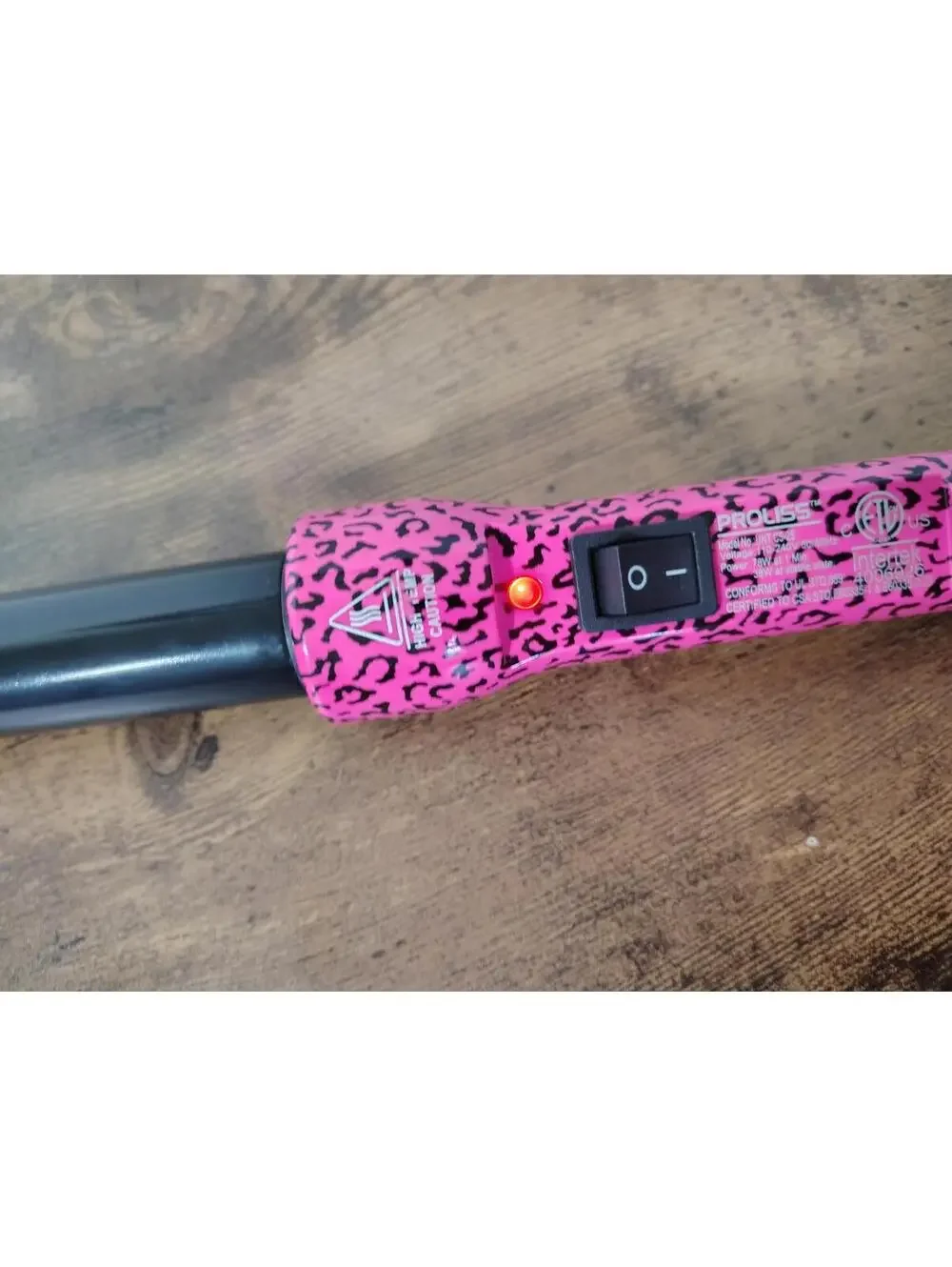 Vintage Proliss Hot Pink Leopard Tapered Curling Wand MSRP $89.99 32-25mm
